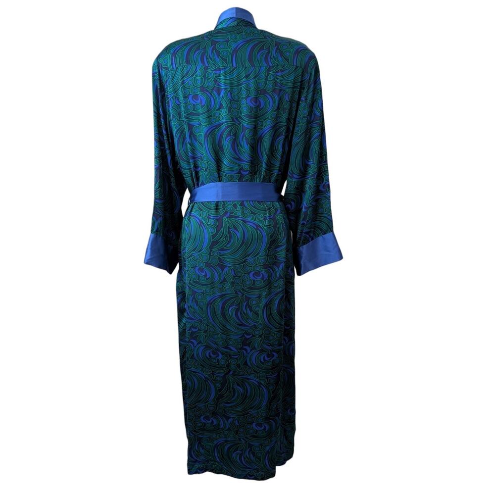 Victoria's Secret Vintage 80s 90s Gold Label 100% Silk Long Robe - Peacock - Picture 3 of 10